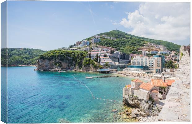 Budva Old Town and beaches Canvas Print by Jason Wells