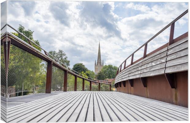 Norwich Cathedral over Jarrold Bridge Canvas Print by Jason Wells