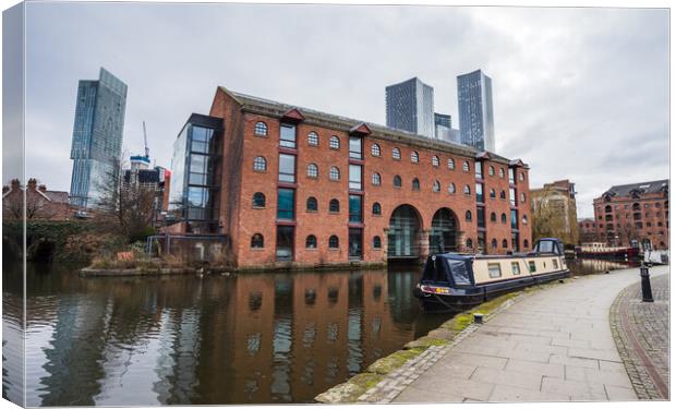 Merchants Warehouse on the Bridgewater Canal Canvas Print by Jason Wells