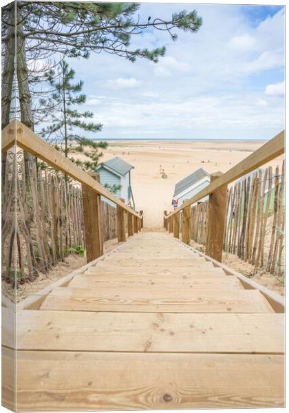 Steps down to beach huts at Wells Canvas Print by Jason Wells