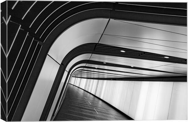 Kings Cross light tunnel in black and white Canvas Print by Jason Wells