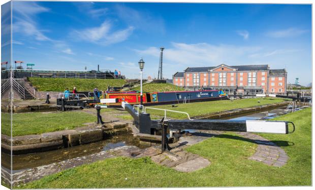 Narrow boats in a lock Canvas Print by Jason Wells