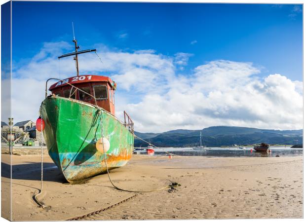 Fishing boat at low tide Canvas Print by Jason Wells