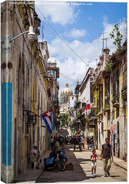 Street in Havana leading to the Capitol Canvas Print by Jason Wells