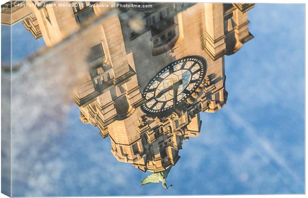  Reflection of the Liver Building Canvas Print by Jason Wells