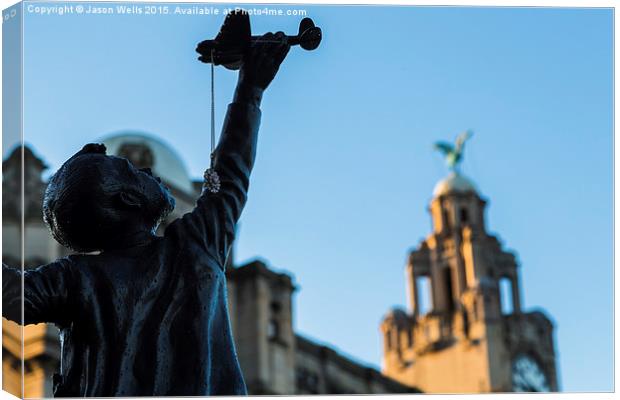  Boy opposite the Liver Building Canvas Print by Jason Wells