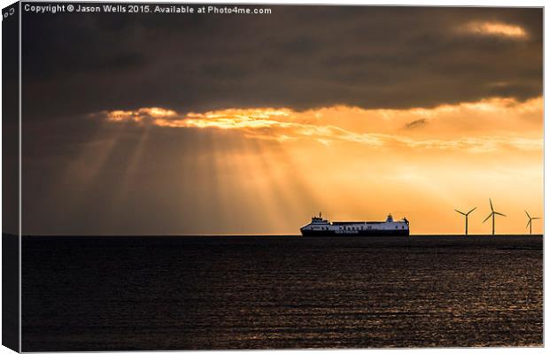  Sunset over the Seatruck Canvas Print by Jason Wells