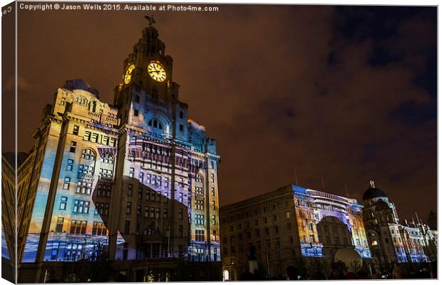  Light projections on the Three Graces Canvas Print by Jason Wells