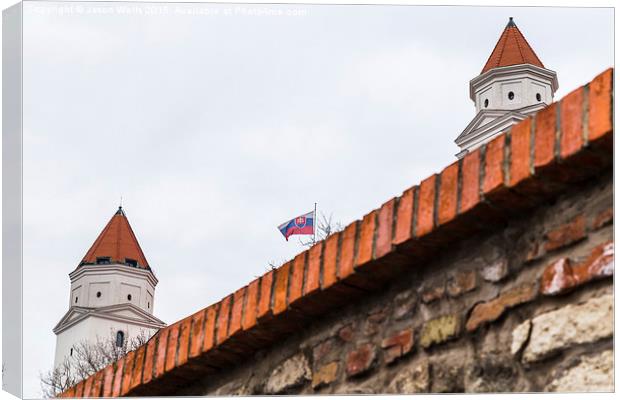 National flag above Bratislava Castle Canvas Print by Jason Wells