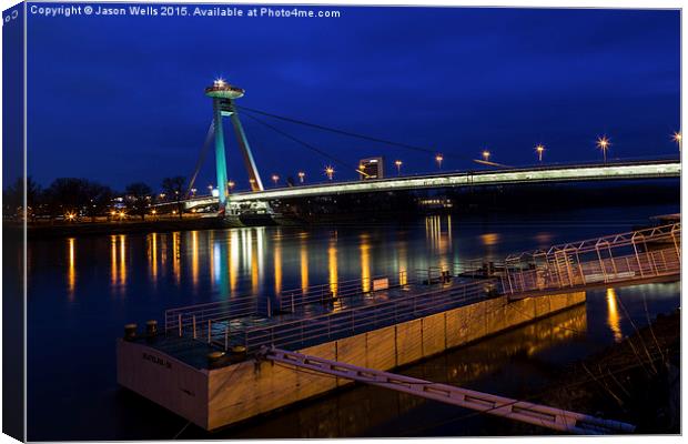 Reflections of the UFO Bridge during the blue hour Canvas Print by Jason Wells