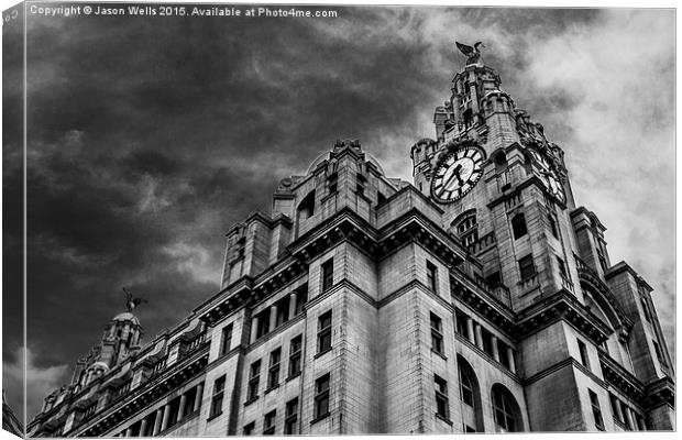 Royal Liver Building under a stormy sky Canvas Print by Jason Wells