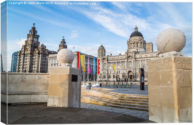 Pier Head between two globes Canvas Print by Jason Wells