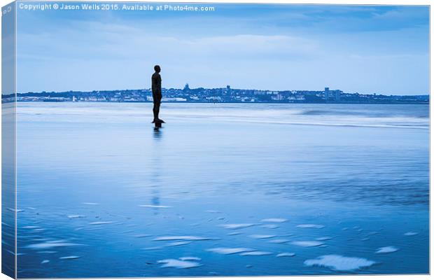Iron Man in front of the Wirral Peninsula Canvas Print by Jason Wells
