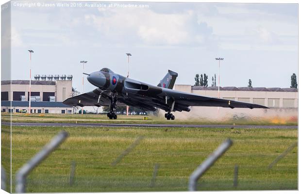 XH558 taking off from Doncaster airport Canvas Print by Jason Wells