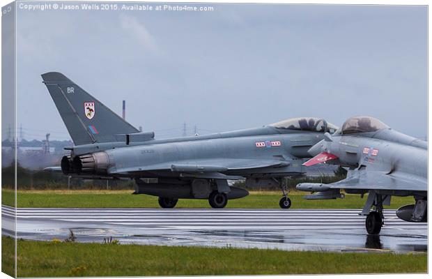 Pair of RAF Typhoons on the runway Canvas Print by Jason Wells