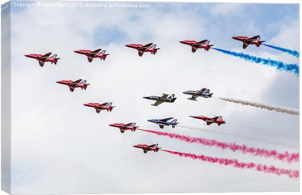 Red Arrows 50th anniversary flypast Canvas Print by Jason Wells