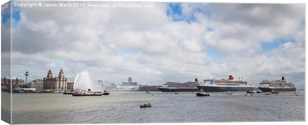 Three Queens celebration on the Mersey Canvas Print by Jason Wells