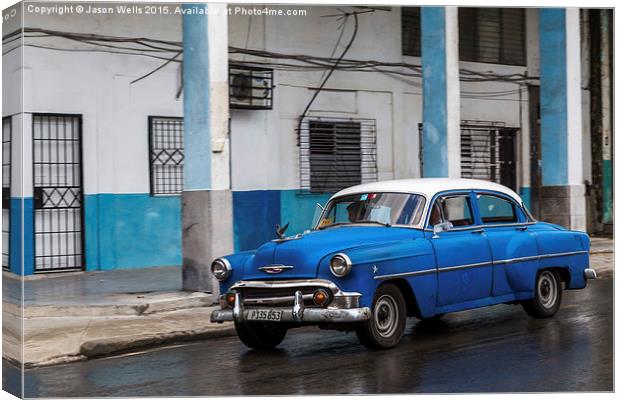 Blue frame in Havana Canvas Print by Jason Wells