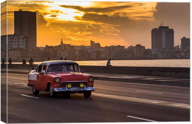 Sunset over the Malecon Canvas Print by Jason Wells