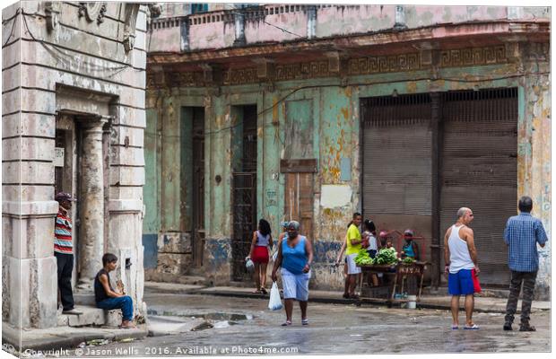 Trading on the road side in Centro Havana Canvas Print by Jason Wells