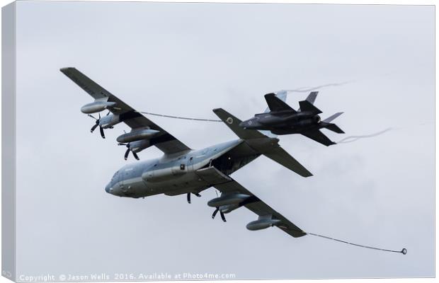 C-130 & F-35 stealth aerial refueling demo Canvas Print by Jason Wells