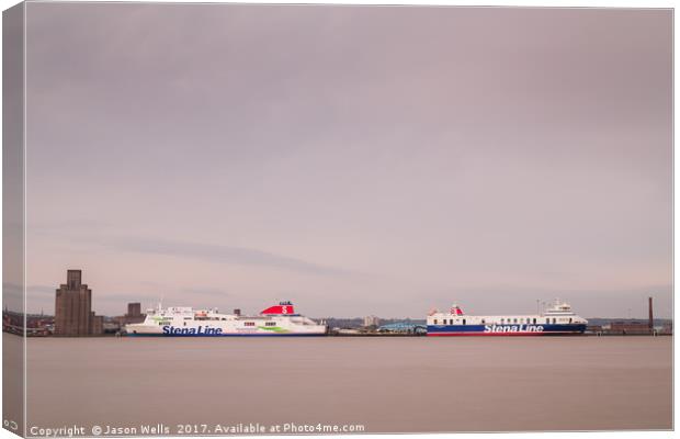 Stenaline boats back to back Canvas Print by Jason Wells