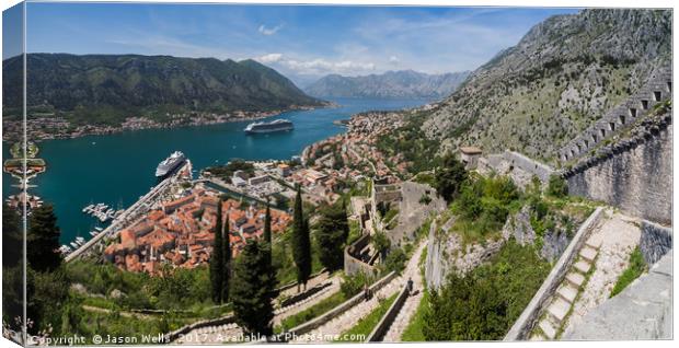 Steps leading to the Fort overlooking Kotor Canvas Print by Jason Wells