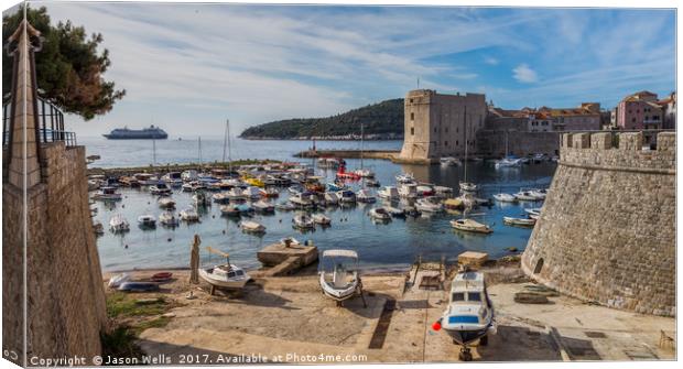 Dubrovnik harbour panorama Canvas Print by Jason Wells