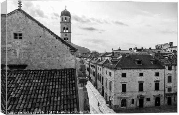 The Stradun in monochrome Canvas Print by Jason Wells