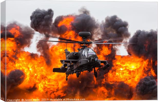 Army Air Corps WAH-64D Apache in front of a wall o Canvas Print by Jason Wells