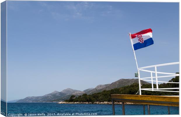 Croatian flag on a tourist boat Canvas Print by Jason Wells