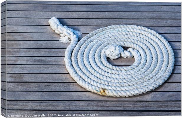 Rope neatly left on a boat Canvas Print by Jason Wells