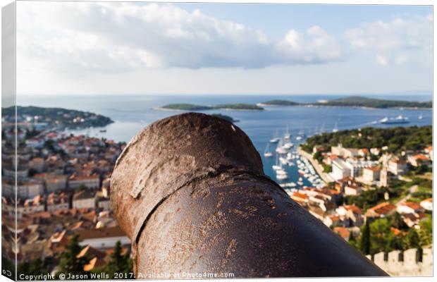Close up of a cannon at the Fortica Canvas Print by Jason Wells