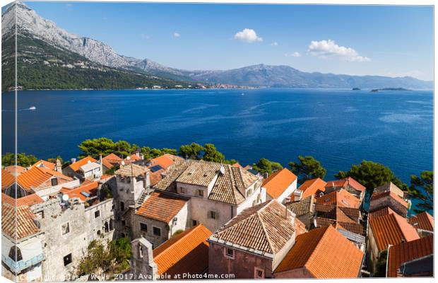Looking out across the Peljesac channel Canvas Print by Jason Wells