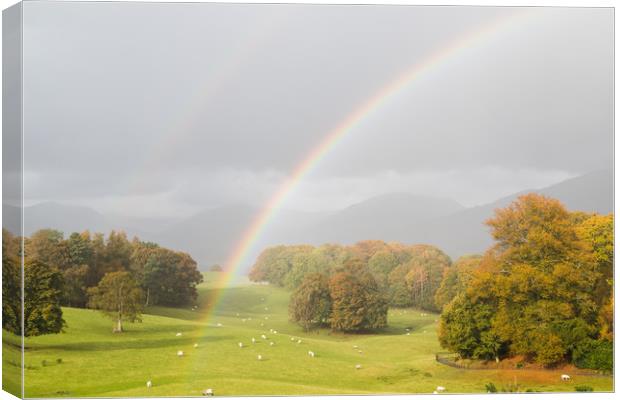 Double rainbow over the Lake District Canvas Print by Jason Wells