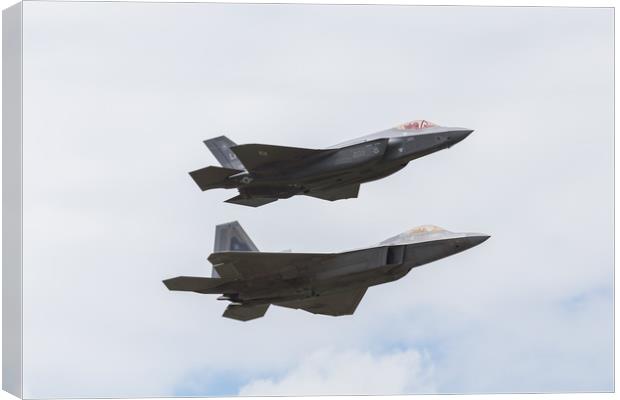 F-35A and F-22A stealth fighters Canvas Print by Jason Wells