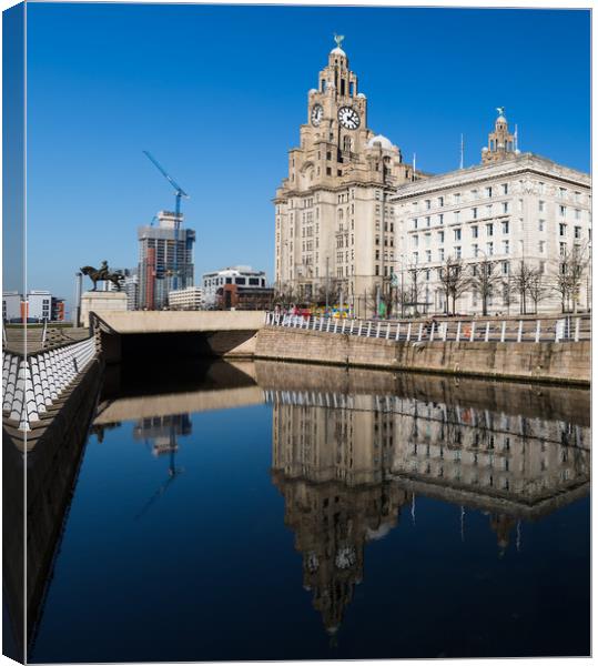 Reflections of the Liver Building Canvas Print by Jason Wells
