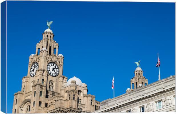 Liverbirds high above Liverpool Canvas Print by Jason Wells