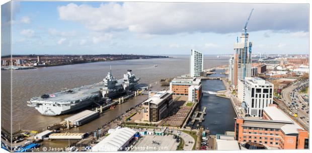 HMS Prince of Wales on the Liverpool waterfront Canvas Print by Jason Wells