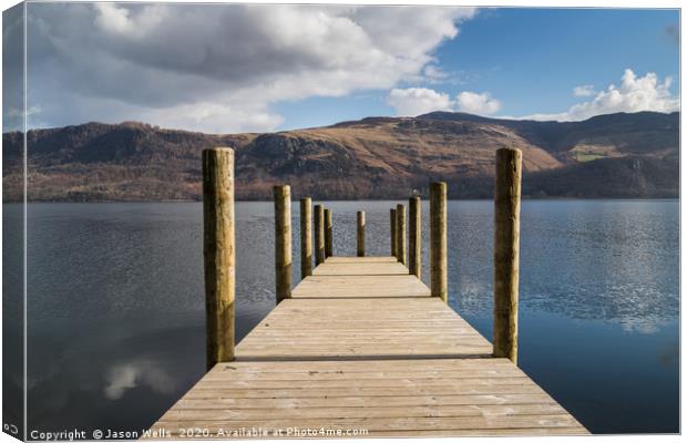 Long jetty on Derwent Water Canvas Print by Jason Wells