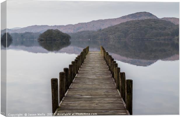 Long jetty on Coniston Water Canvas Print by Jason Wells