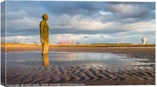 Iron Man in a pool of water at low tide Canvas Print by Jason Wells