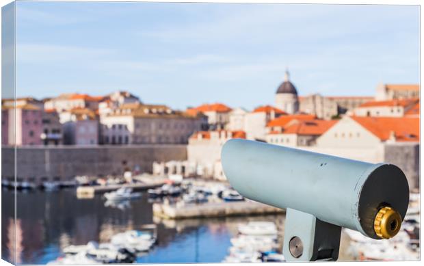 Binoculars overlooking Dubrovnik harbour Canvas Print by Jason Wells
