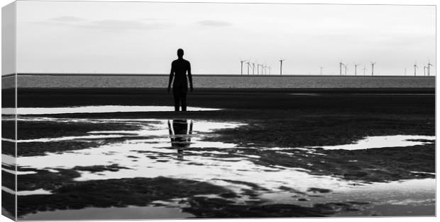 Iron Man looking out at a wind farm Canvas Print by Jason Wells
