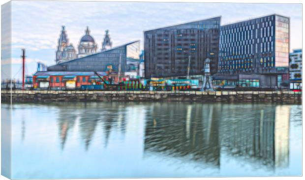 Reflections of the Liverpool skyline in Canning Do Canvas Print by Jason Wells