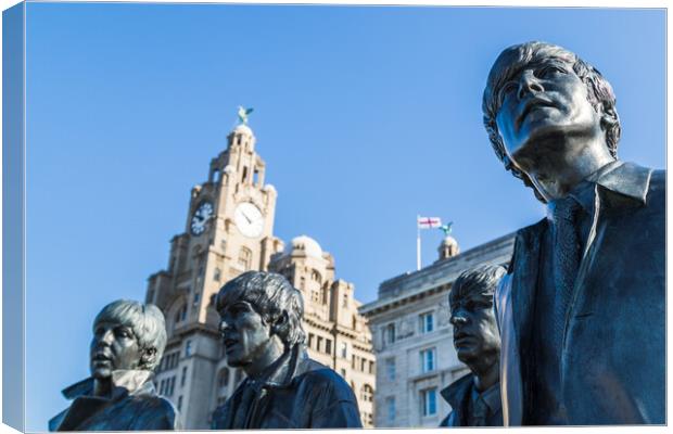 Statue of the Fab Four (The Beatles) on Pier Head Canvas Print by Jason Wells