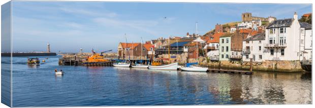 Yachts lined up in Whitby harbour Canvas Print by Jason Wells