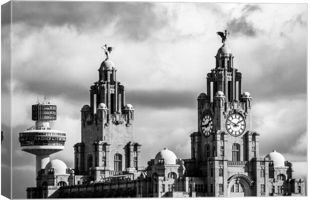 Looking up at the Royal Liver Building Canvas Print by Jason Wells