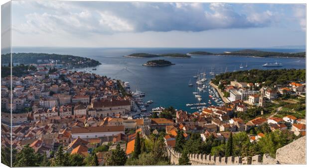 Fortified wall from Hvar castle heading down to th Canvas Print by Jason Wells