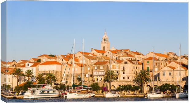 Dusk over Korcula old town Canvas Print by Jason Wells